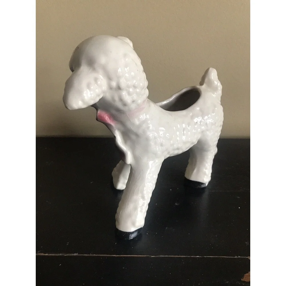 Vintage Ceramic Lamb/Sheep Baby Nursery/Easter Planter W/ Pink‎ Bow